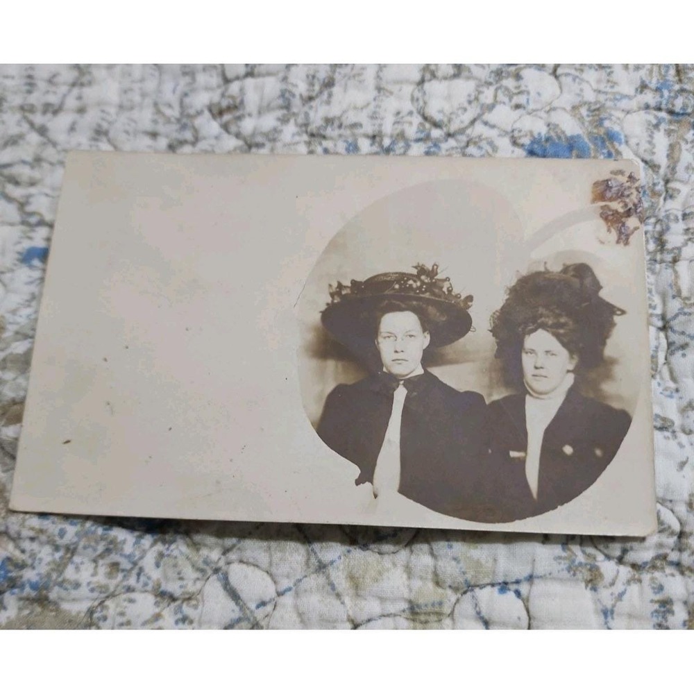 ANTIQUE RPPC Postcard~"Unhappy LADIES with their LARGE HATS"~ Helga Winnipeg CAN